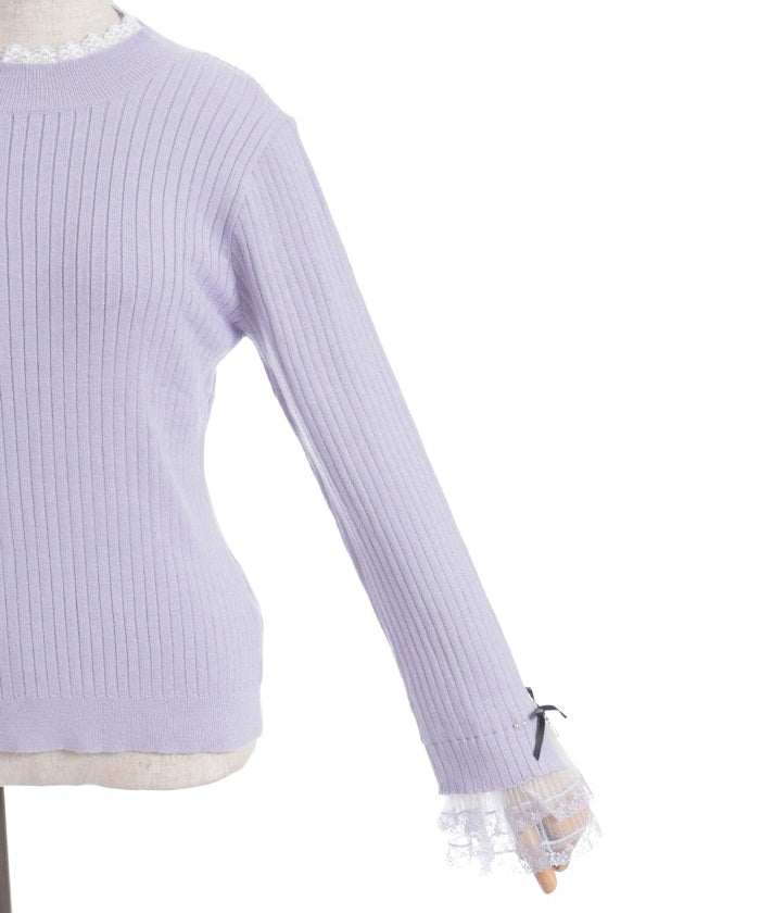 Ribbon & Tulle Lace Knit Top