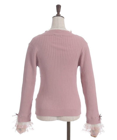 Ribbon & Tulle Lace Knit Top