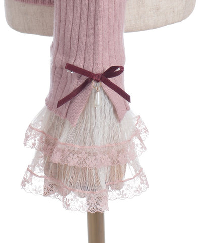 Ribbon & Tulle Lace Knit Top