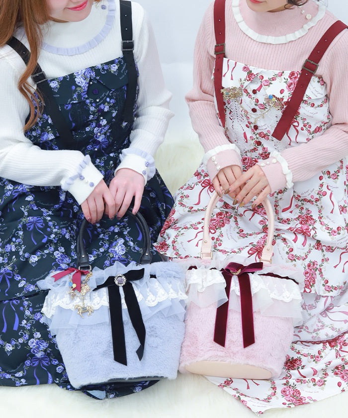 Bicolor Frill Rose Knit Top