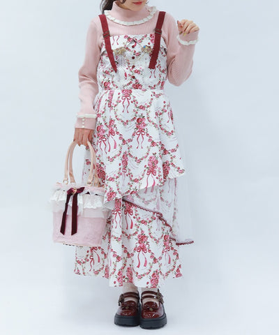 Bicolor Frill Rose Knit Top