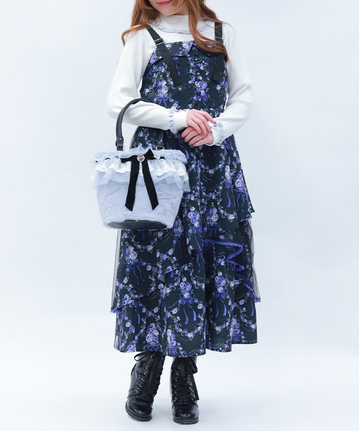 Bicolor Frill Rose Knit Top