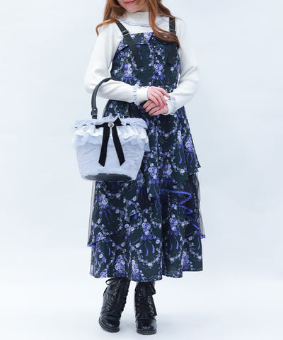 Bicolor Frill Rose Knit Top