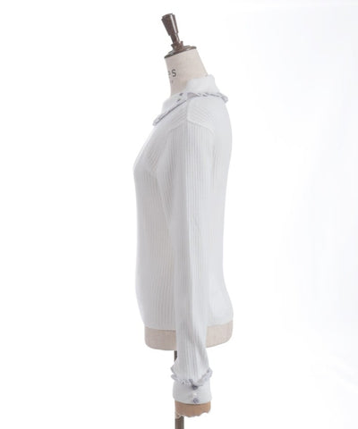 Bicolor Frill Rose Knit Top