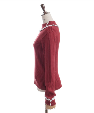 Bicolor Frill Rose Knit Top