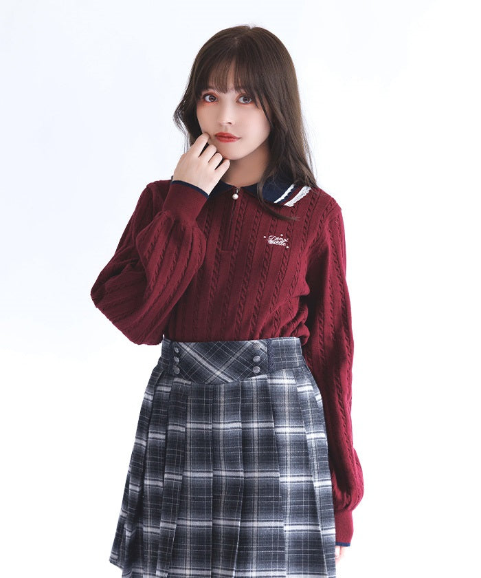 Lace & Bicolor Knit Polo