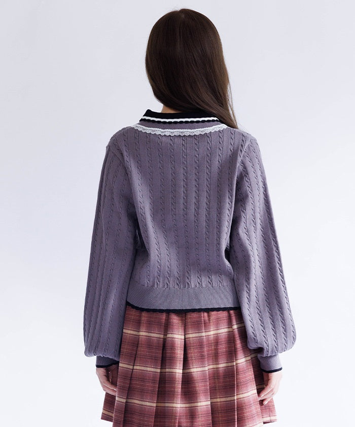 Lace & Bicolor Knit Polo