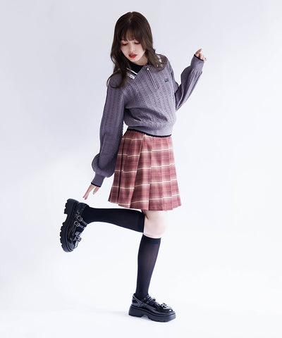 Lace & Bicolor Knit Polo