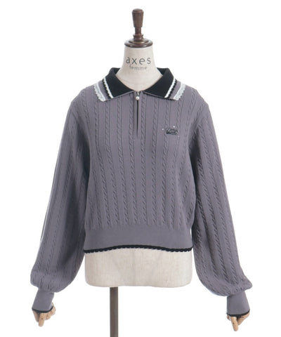 Lace & Bicolor Knit Polo