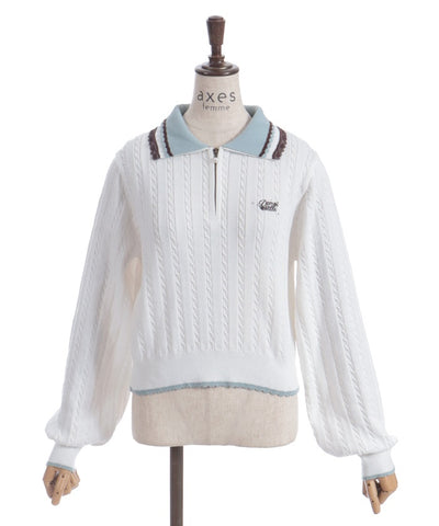 Lace & Bicolor Knit Polo