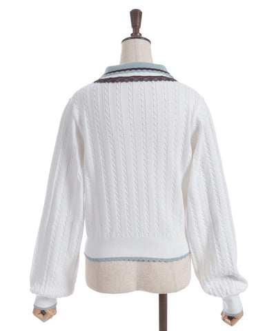 Lace & Bicolor Knit Polo