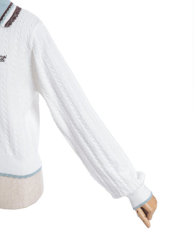 Lace & Bicolor Knit Polo