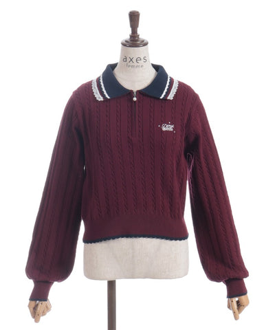 Lace & Bicolor Knit Polo