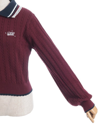 Lace & Bicolor Knit Polo