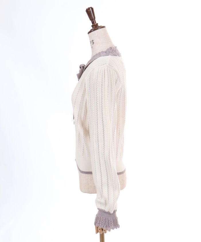Bicolor Knit Pullover with Collar – axes femme from JAPAN