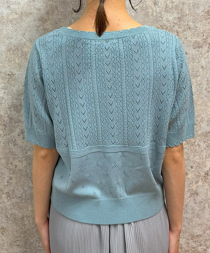 Contact Cooling Openwork Knit Cardigan