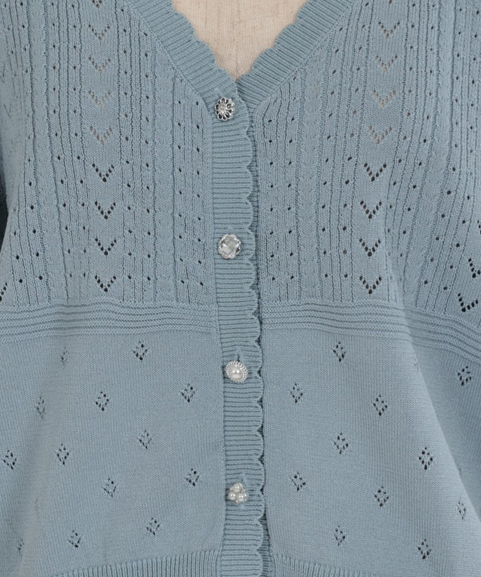 Contact Cooling Openwork Knit Cardigan