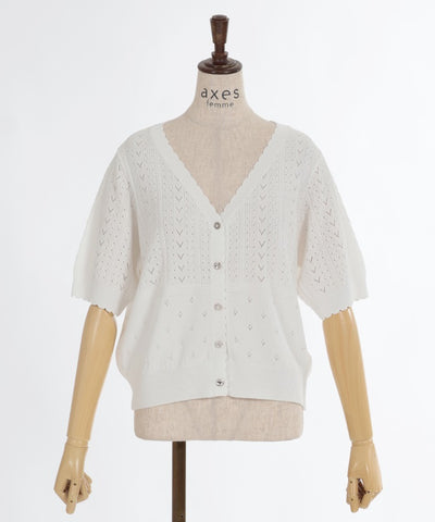 Contact Cooling Openwork Knit Cardigan