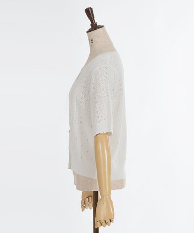 Contact Cooling Openwork Knit Cardigan