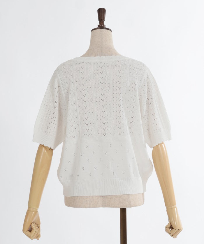 Contact Cooling Openwork Knit Cardigan