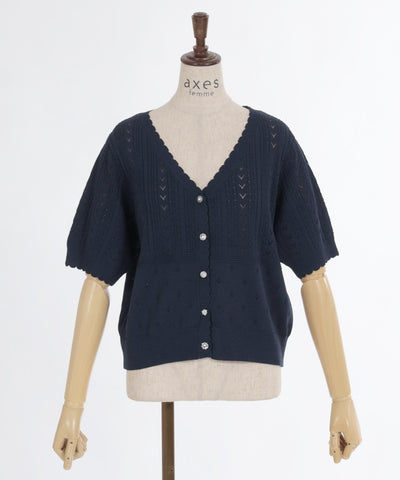 Contact Cooling Openwork Knit Cardigan