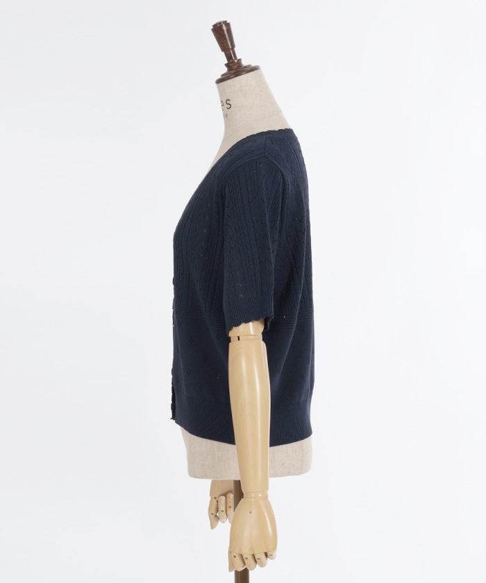 Contact Cooling Openwork Knit Cardigan