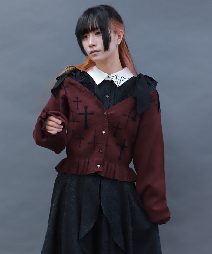 Cross Jacquard Knit Cardigan