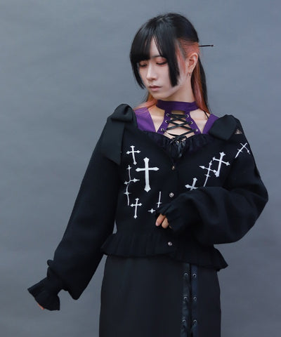 Cross Jacquard Knit Cardigan