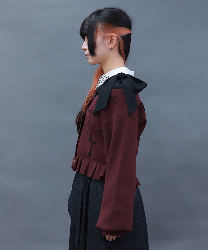 Cross Jacquard Knit Cardigan