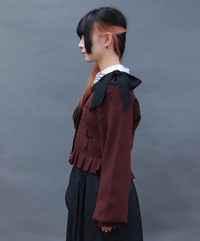 Cross Jacquard Knit Cardigan