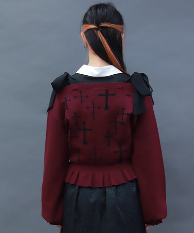 Cross Jacquard Knit Cardigan