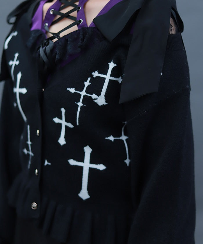 Cross Jacquard Knit Cardigan