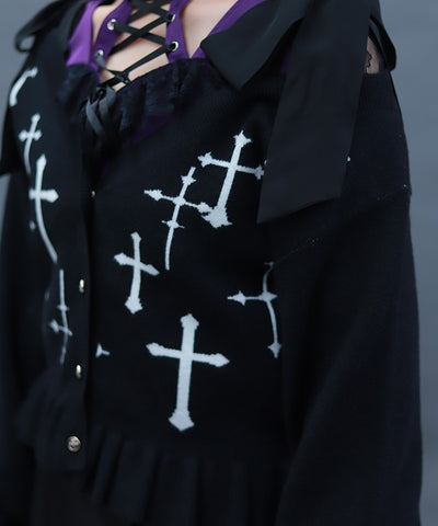 Cross Jacquard Knit Cardigan