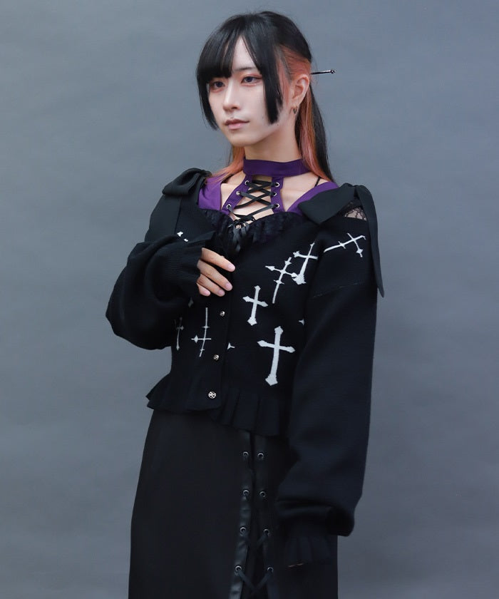 Cross Jacquard Knit Cardigan
