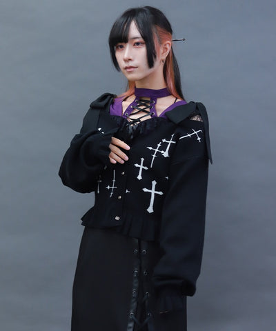 Cross Jacquard Knit Cardigan