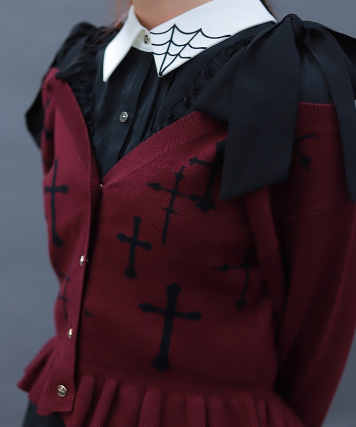 Cross Jacquard Knit Cardigan