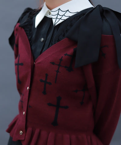 Cross Jacquard Knit Cardigan