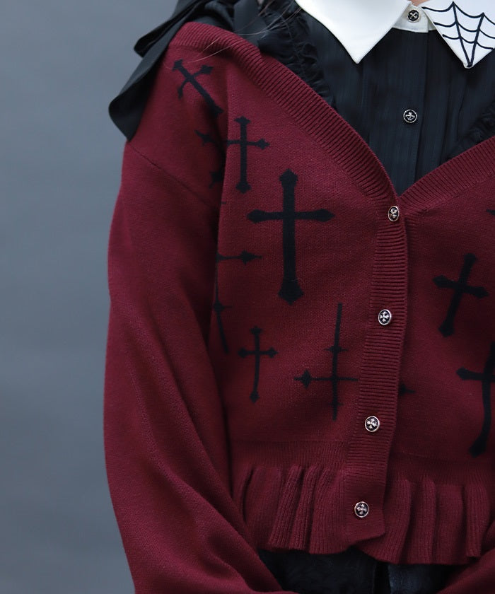 Cross Jacquard Knit Cardigan