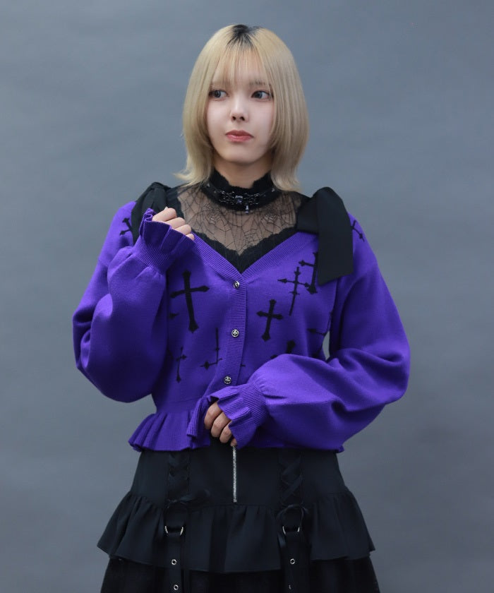 Cross Jacquard Knit Cardigan