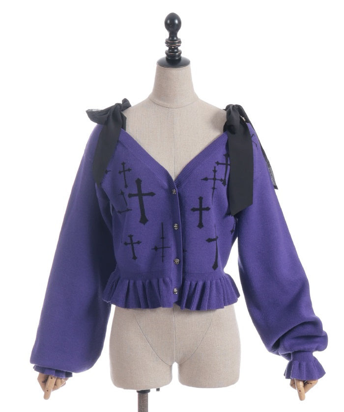 Cross Jacquard Knit Cardigan – axes femme from JAPAN
