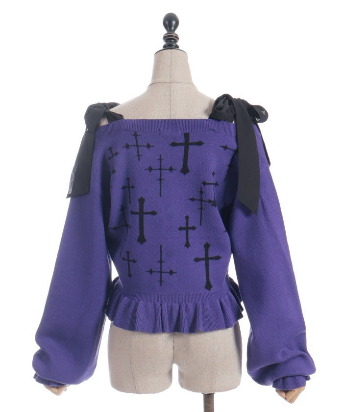 Cross Jacquard Knit Cardigan