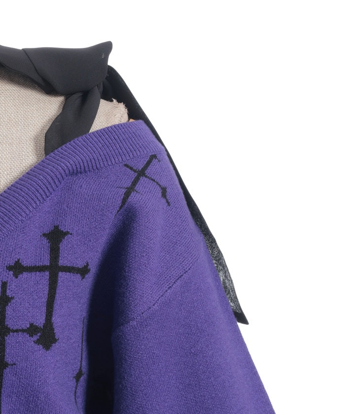 Cross Jacquard Knit Cardigan