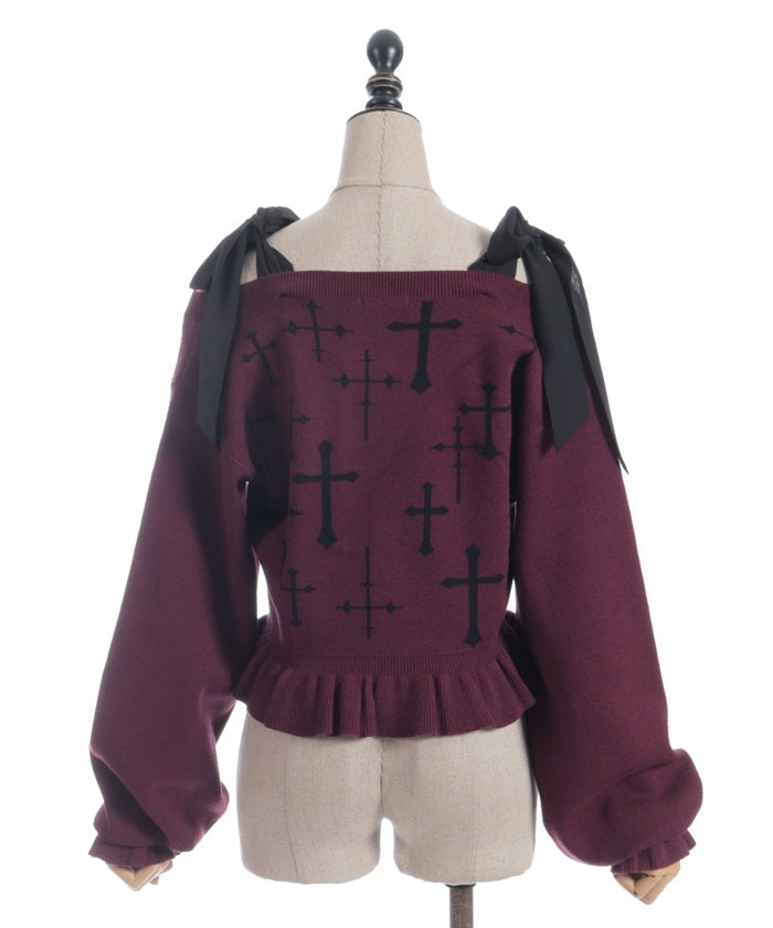 Cross Jacquard Knit Cardigan