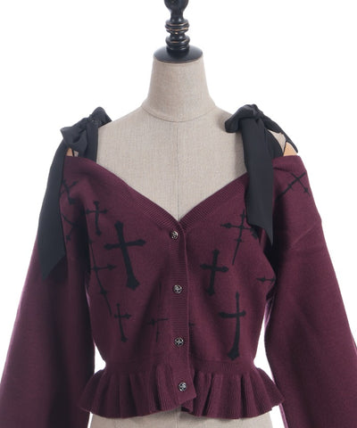 Cross Jacquard Knit Cardigan