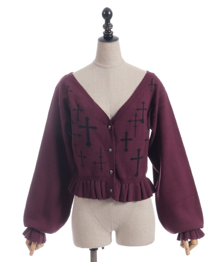 Cross Jacquard Knit Cardigan – axes femme from JAPAN