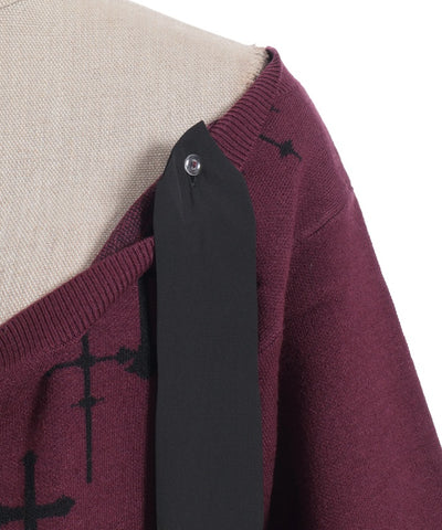 Cross Jacquard Knit Cardigan