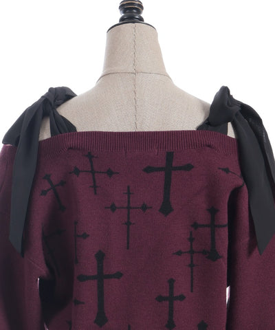Cross Jacquard Knit Cardigan
