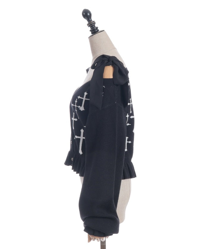 Cross Jacquard Knit Cardigan