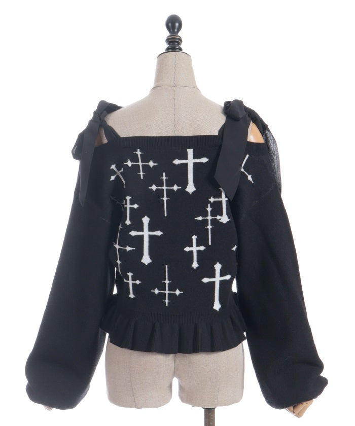 Cross Jacquard Knit Cardigan – axes femme from JAPAN