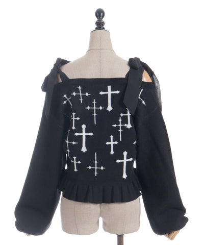 Cross Jacquard Knit Cardigan